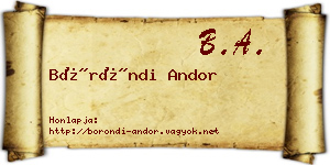 Böröndi Andor névjegykártya