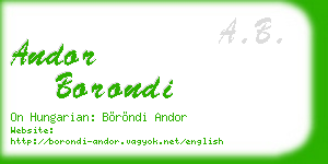 andor borondi business card