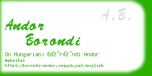 andor borondi business card